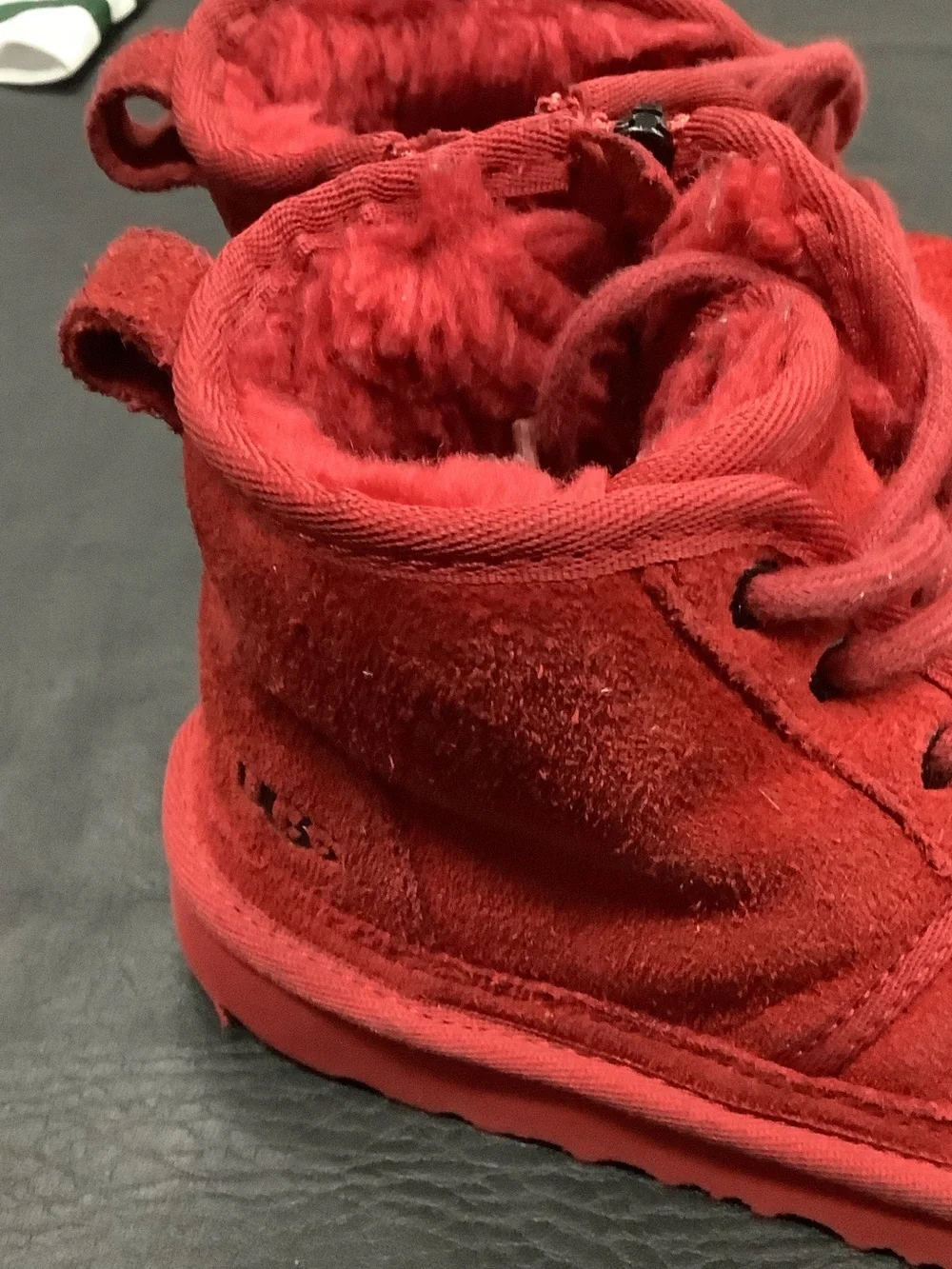 UGG Kids Red Suede Lace-Up Ankle Boots